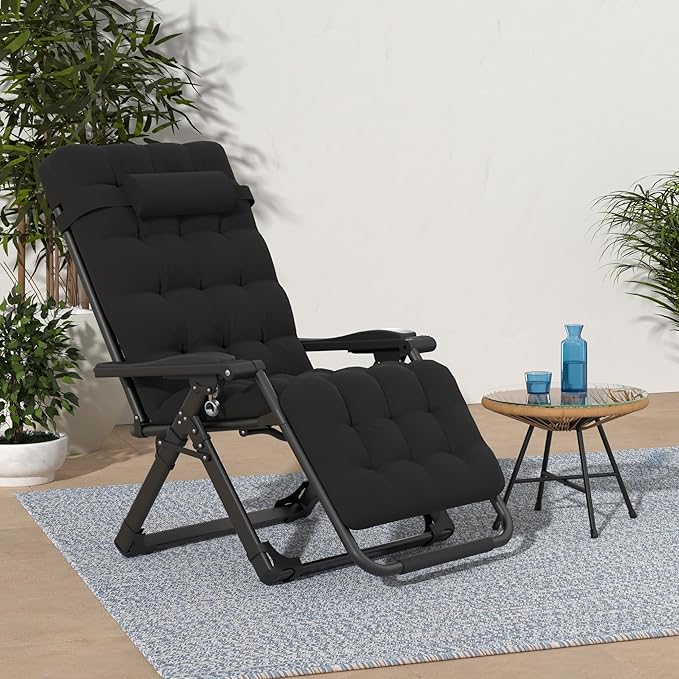Suteck Zero Gravity Chair, Reclining Camping Lounge Chair w/Removable Cushion - Image 2