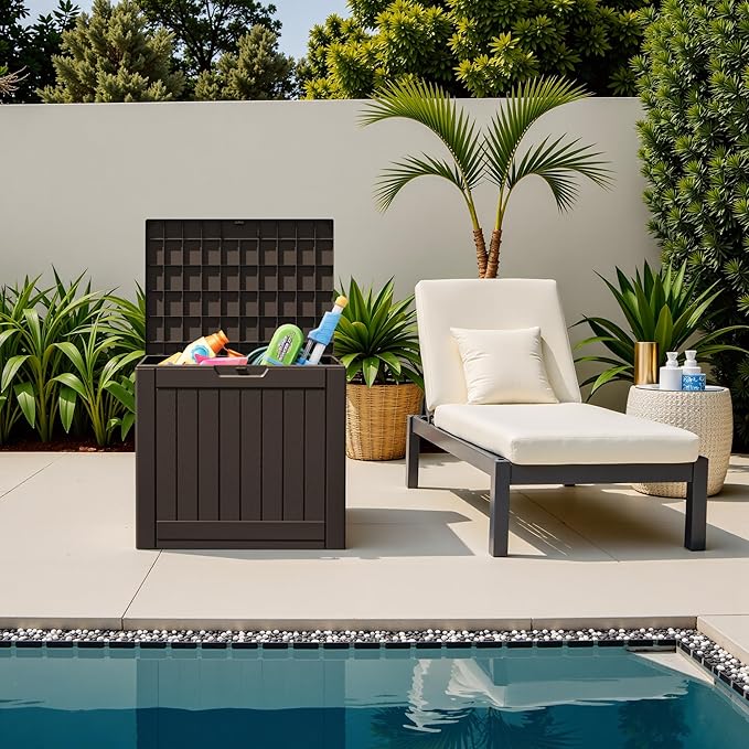 Flamaker Resin Deck Box 40 Gallon Waterproof Outdoor Indoor Storage Box - Image 2