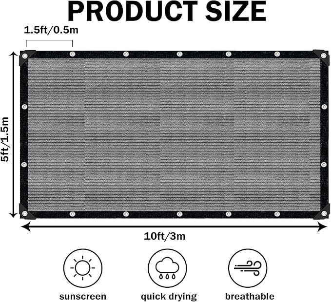 Sun Shade Cloth with Grommets, 90% UV Protection Shade Fabric, Pergola Shade - Image 2