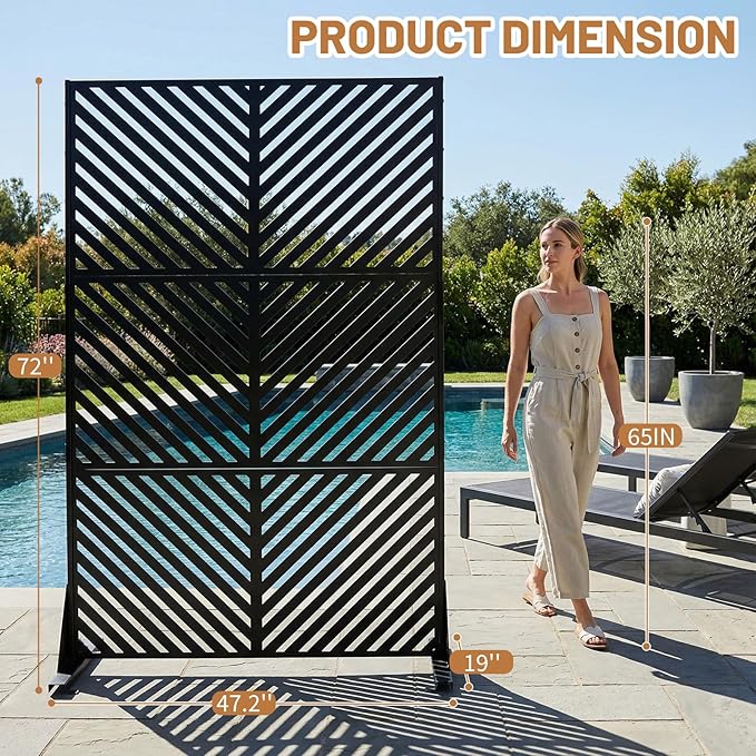 VINGLI Privacy Fence Panels, 72H’’ x 47W’’ Metal Privacy Screen Freestanding - Image 6