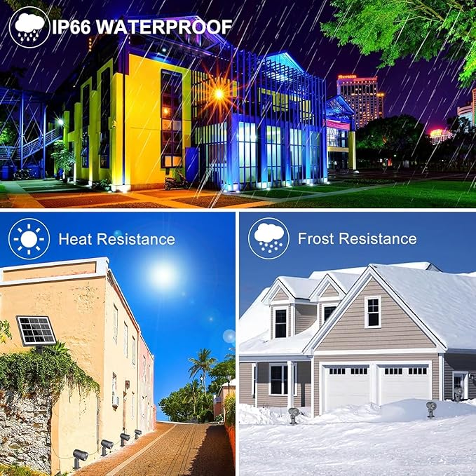 CLY 4-in-1 Solar Spot Lights Outdoor Color Changing, Solar Landscape Spotlights - Image 5