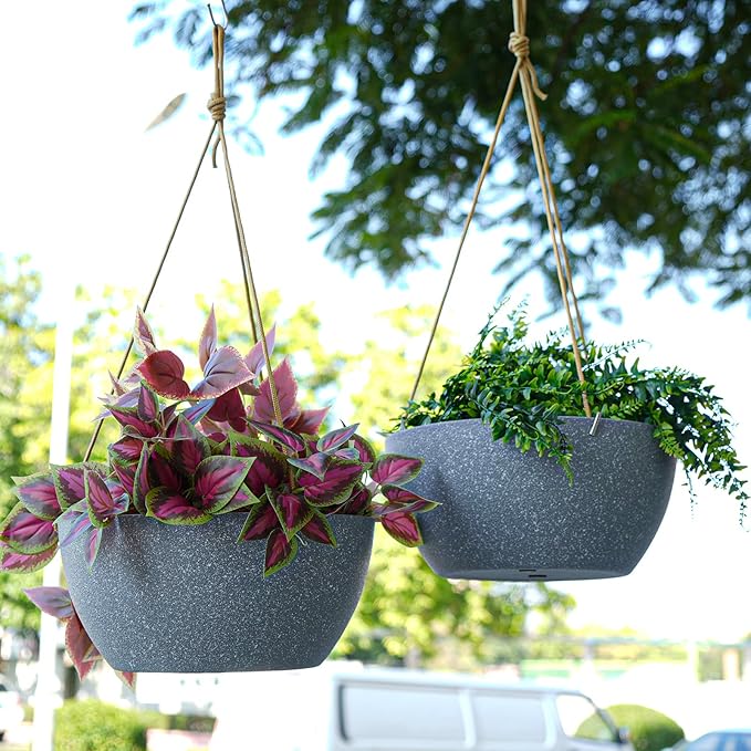 13 Inch 2 Pack Large Hanging Planters - Image 3