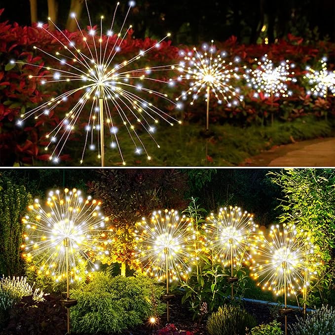 JJGoo Solar Firework Lights, 2 Pack 120 LEDs 2 Lighting Modes Solar Garden - Image 8