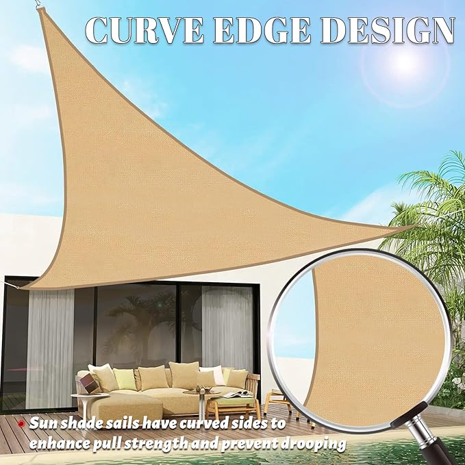 SUNLAX Custom Size 10'x18'x20.6' Sand Sun Shade Sail Right Triangle UV Block - Image 3