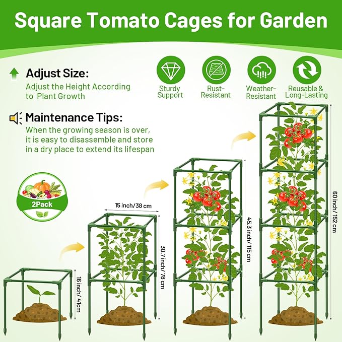 Legigo 2 Pack Square Tomato Cages - Image 2