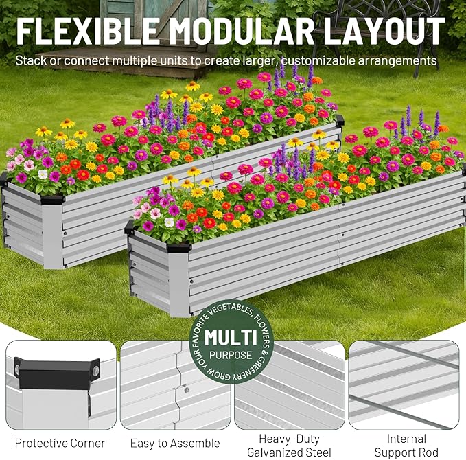2 Pack 6x1.5x1FT Galvanized Metal Raised Garden Bed Kit - Image 2