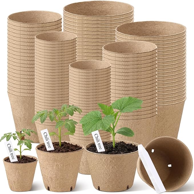 120 Pcs Round Peat Pots 2.4"+3.14"+4" Plant Starter Nursery Pot by Unknown
