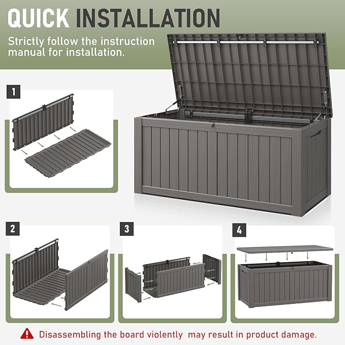 Outdoor Storage Box, Resin Deck Boxes Indoor and outdoor, Waterproof Storage - Image 6