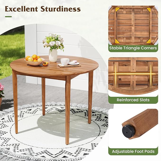 Tangkula 36" Round Outdoor Dining Table - Image 7