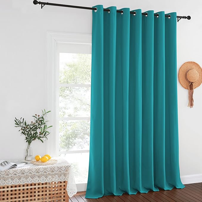 NICETOWN Extra Wide Blackout Peacock Teal Sliding Door Curtain by NICETOWN