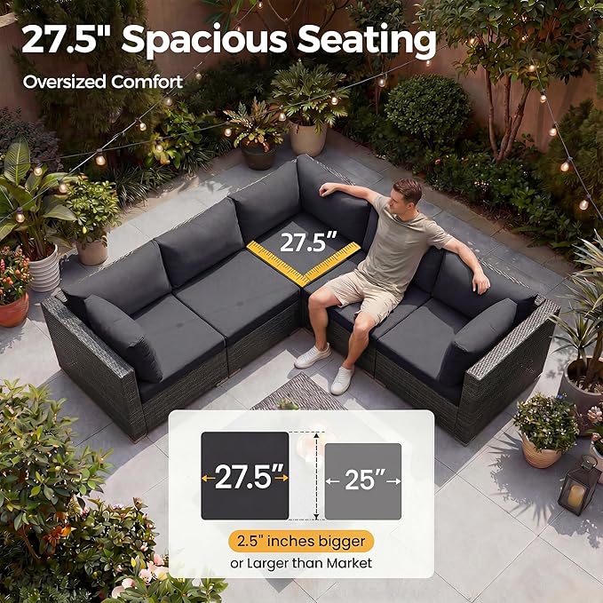 NICESOUL 9 Piece Outdoor Patio Garden Furniture Set - Image 6