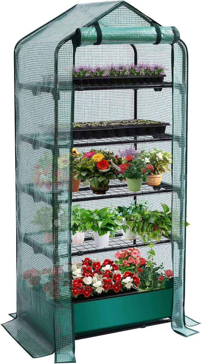 Mini Greenhouse for Indoor Outdoor, 5 Tier Shelves Rack Small Green House Heavy by Unknown