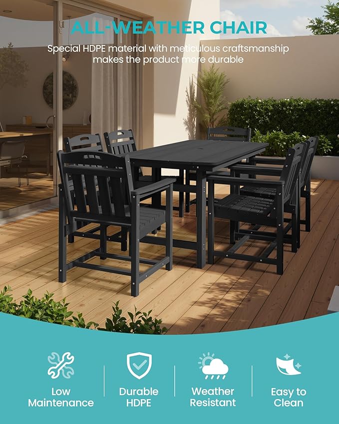 Outdoor Rectangle Dining Table, Heavy-Duty HDPE Table - Image 4
