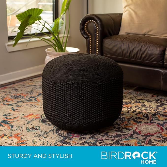 BIRDROCK HOME Outdoor Pouf Ottoman | Hand Woven Waterproof Foot Stool - Image 6