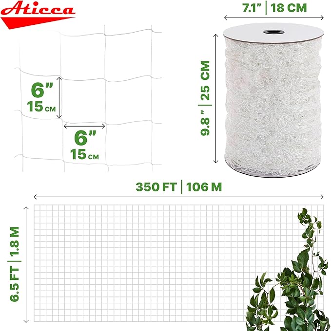 Trellis Netting 6.5 x 350 ft Heavy Duty Polyester Plant Support Netting White - Image 2