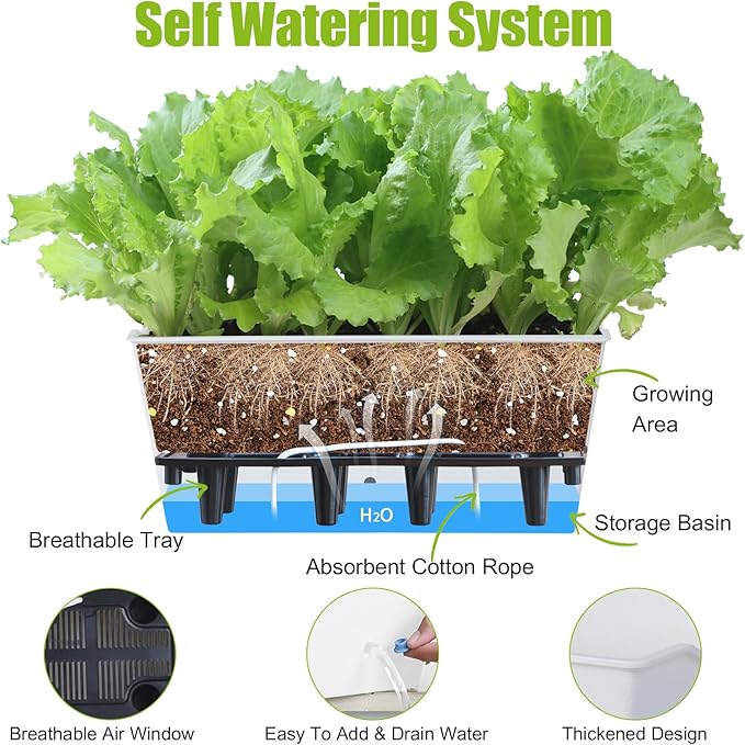 Window Box Planter 6 Pcs, 16.5 Inches Self Watering Rectangle Flower Plant Pots - Image 3