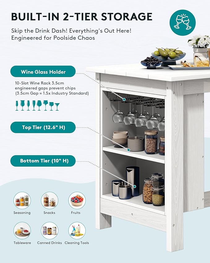 SERWALL 10-Piece HDPE Counter Height Dining Table Sets - Image 5