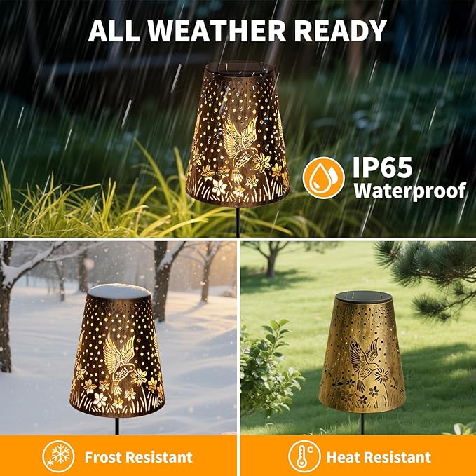 Solar Pathway Lights Outdoor, LED Bright Metal Retro Waterproof, Outside - Image 4