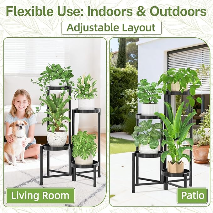 iDavosic.ly Plant Stand Indoor Outdoor, 4 Tier Corner Metal Flower Display - Image 6