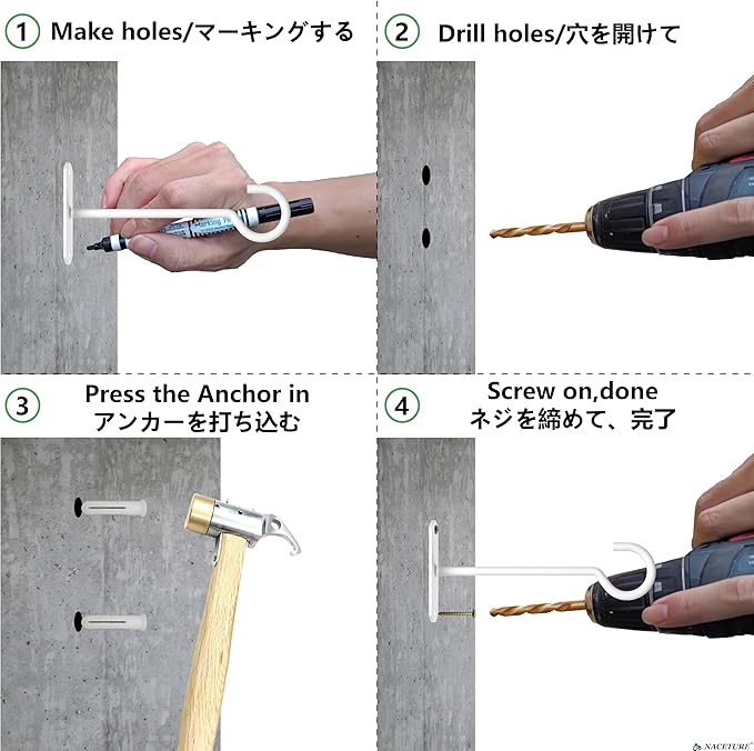 NACETURE Ceiling Hooks Heavy Duty 2 Pack - Image 3