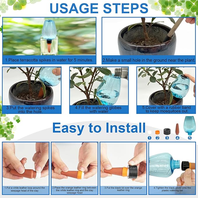 Ceramic Pots for Plant with Self Watering Globes, 8 inch Planters for Indoor - Image 7