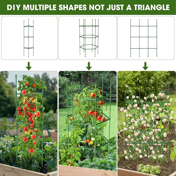 8PCS Tomato Cages for Garden, Tomato Trellis for Raised Garden Bed, 51.2" Tall - Image 3