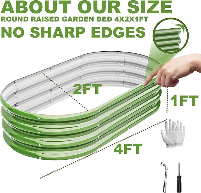 4x2x1ft-2pcs-Oval Raised Garden Bed Kit, Galvanized Planter Garden Boxes Outdoor - Image 3