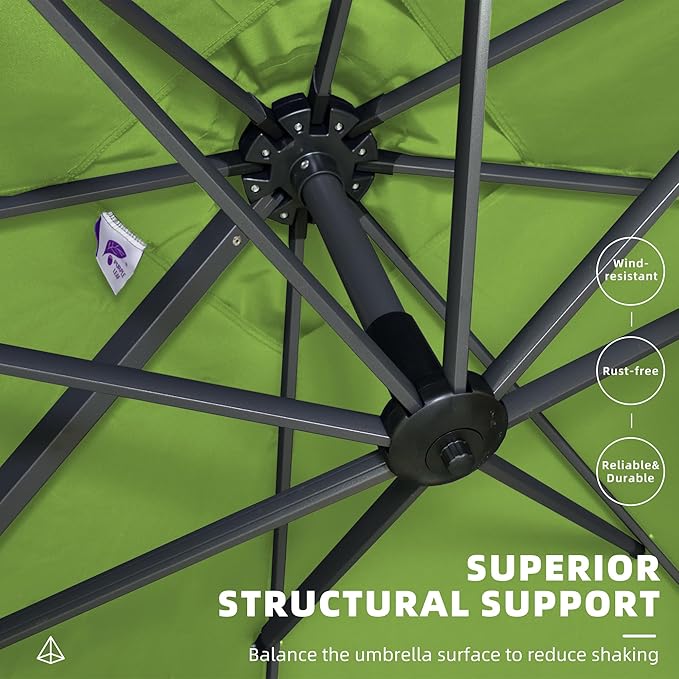 PURPLE LEAF 9' X 11.5' Patio Umbrella Outdoor Cantilever Rectangle Umbrella - Image 5