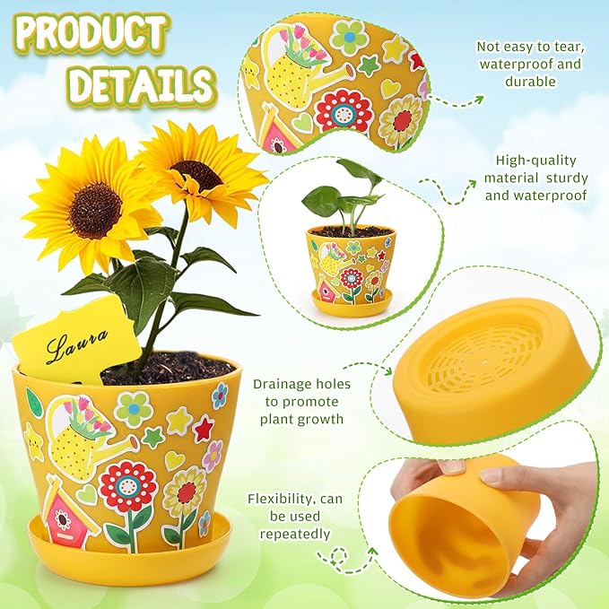 Capoda 48 Sets Garden Flower Pots Crafts Kit DIY Spring Plastic Seedling - Image 3