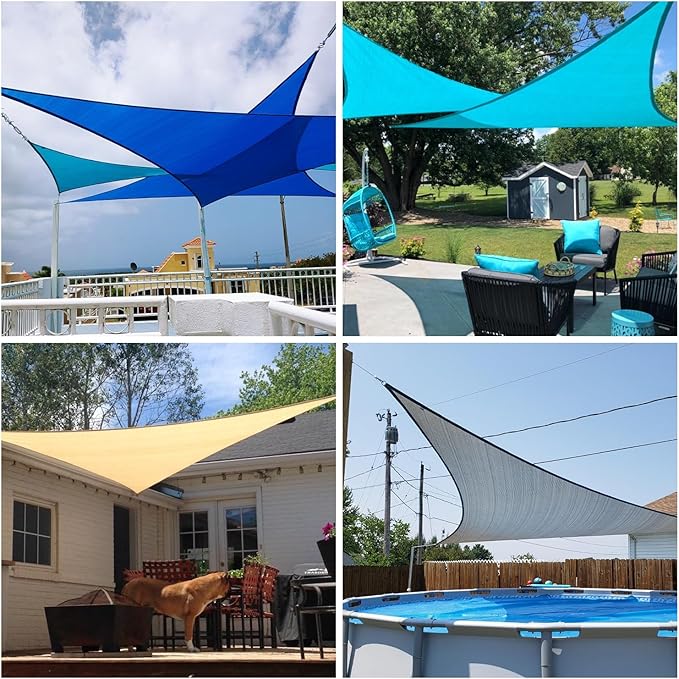 Patio Paradise 14' x 14' x 13'10" Sun Shade Sail Triangle Canopy, Permeable - Image 2