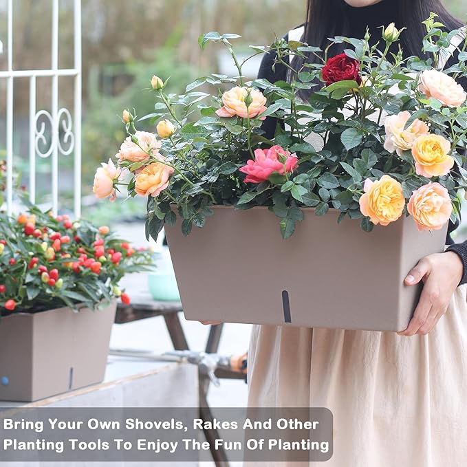 Window Box Planter 6 Pcs, 12.6 Inches Self Watering Rectangle Flower Plant Pots - Image 3