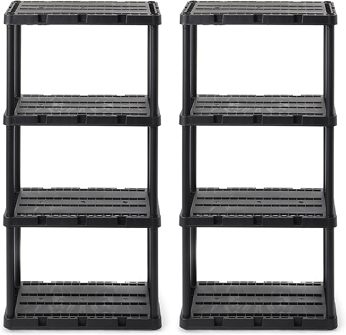 Gracious Living 2 Pack Light Duty Storage Shelves, Knect-A-Shelf 4-Shelf by GraciousLiving
