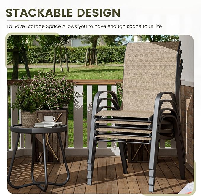UDPATIO Patio Chairs Set of 8, Stackable Outdoor Dining Chairs - Image 4