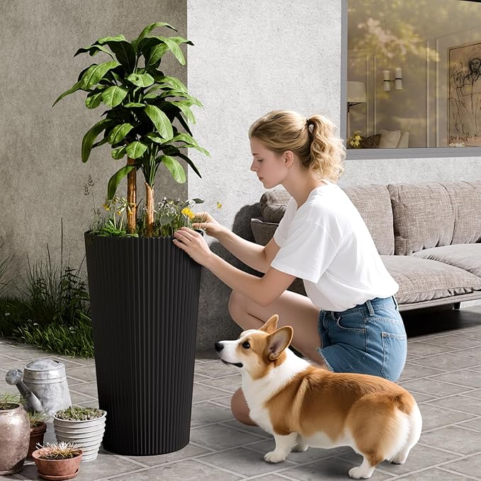 23.6" Tall Planters for Outdoor Plants, Large Outdoor Planters for Front Porch - Image 5