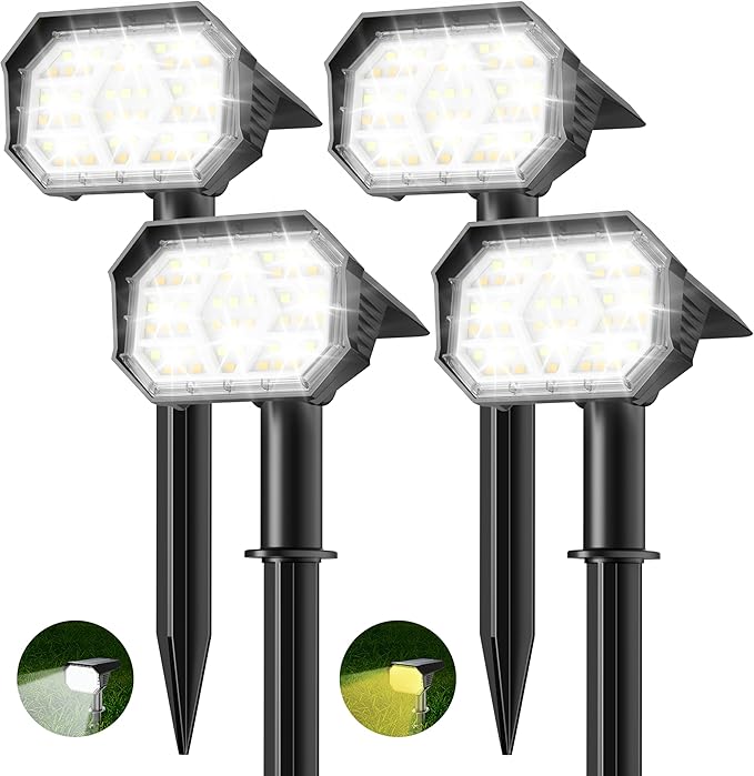 Brightown 4Pack Solar Spot Lights Outdoor, IP67 Solar Lights Outdoor Waterproof by Brightown