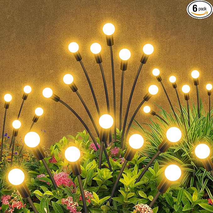 Solar Garden Lights Outdoor Waterproof, 6 Pack 48 LED Swaying Light Firefly by YShengMian