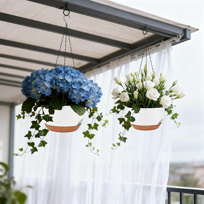 Set of 4-8 Inch Self Watering Hanging Planters - Image 8