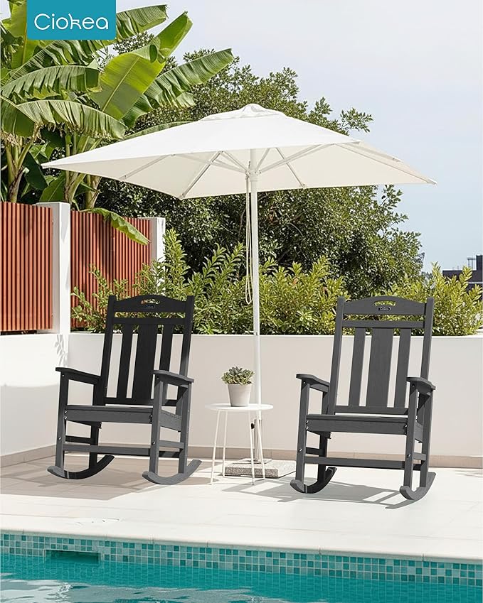 Ciokea Oversized Outdoor Rocking Chairs Set of 3, 380lbs Heavy-Duty Large Patio - Image 2