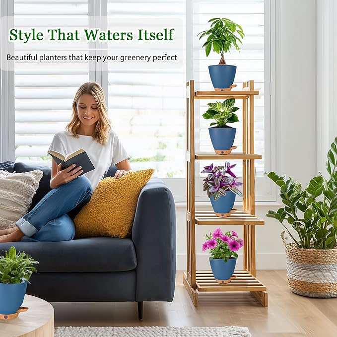 6 Inch Self Watering Pots for Indoor Plants – Small Plastic Planters - Image 2