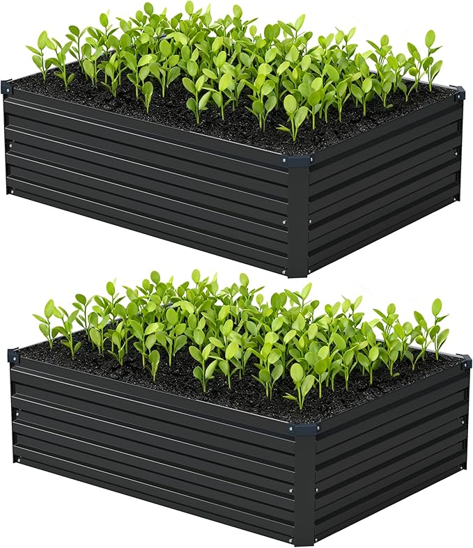 4x3x1ft Galvanized Raised Garden Bed, Outdoor Planter Box Metal Patio Kit by Foxlang
