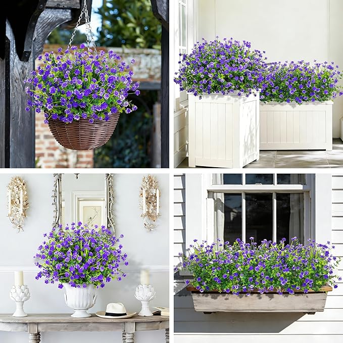 20 Bundles Artificial Flowers for Outdoors Fake Plastic Flowers UV Resistant - Image 6
