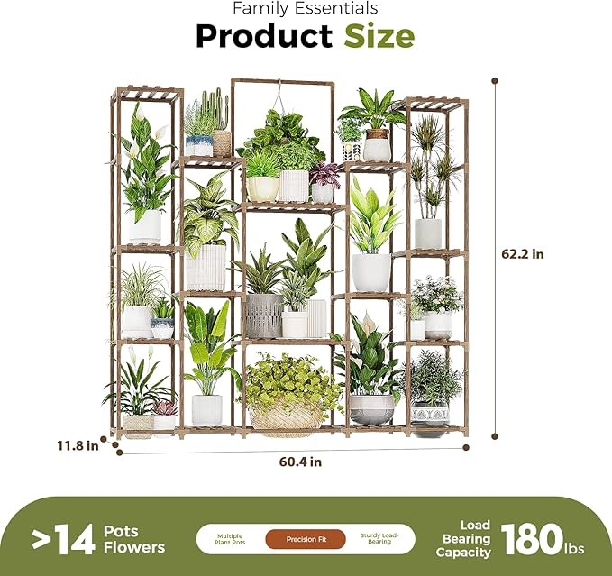 Bamworld Plant Shelf Indoor Hanging Plant Stand Outdoor Large Plant Shelves - Image 7