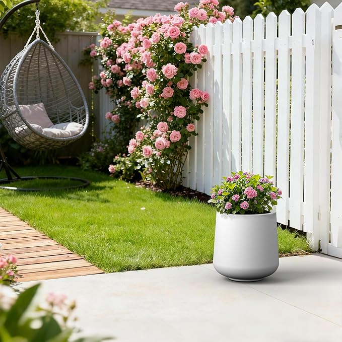 Kante 11.6" Dia Round Concrete Planter, Outdoor Indoor Large Plant Pots - Image 4