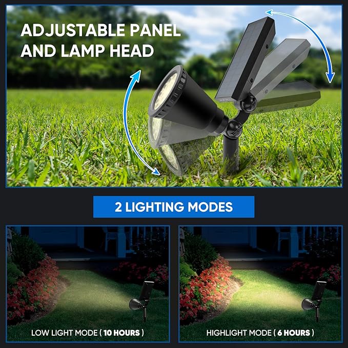 KEV 800 Lumens Solar Spot Lights Outdoor, 4 Pack 18 LEDs Solar Flood Lights - Image 3