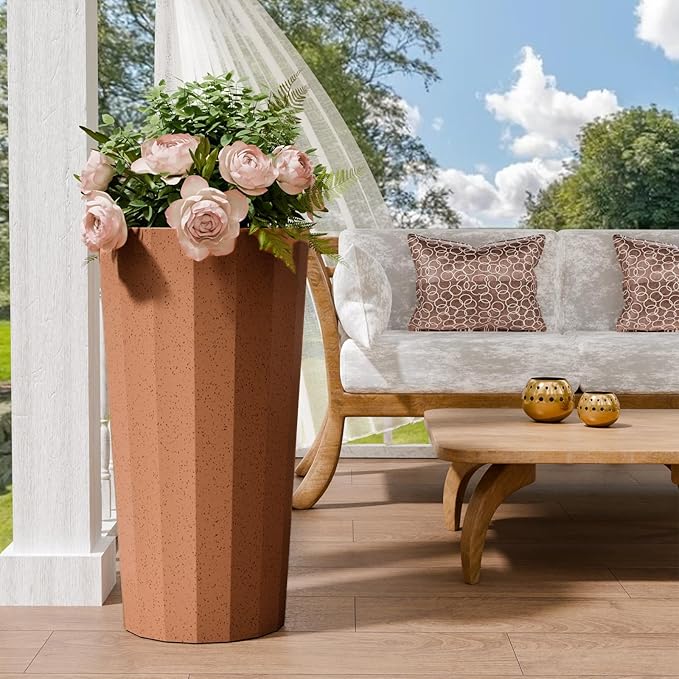 23.6" Tall Outdoor Planters Set of 2, Large Planters - Image 9