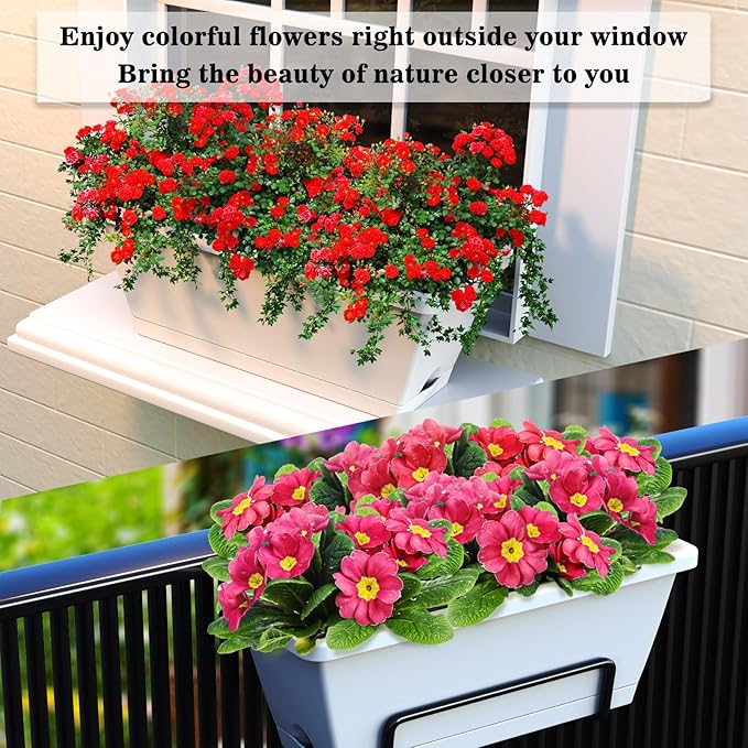 8pcs Rectangle Window Boxes Planters, 17 Inches Long Window Sill Planter Box - Image 3