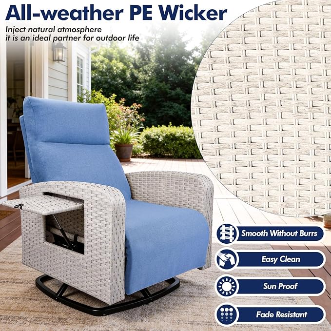 Outdoor Recliner Chair, Wicker Patio Recliners - Image 5