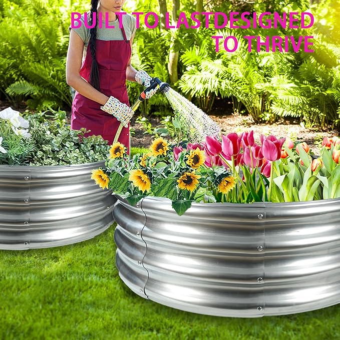 Durable Round Galvanized Steel Raised Garden Bed - Image 6
