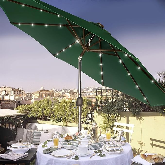 Blissun 9 ft Solar Umbrella, 32 LED Lighted Patio Umbrella, Table Market - Image 7