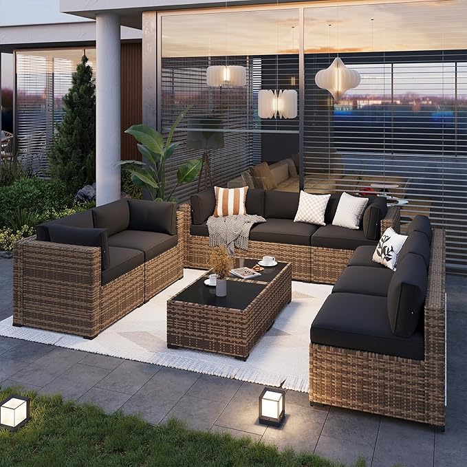 Aoxun Patio Furniture Sets, 10-Piece Outdoor Patio Furniture - Image 2